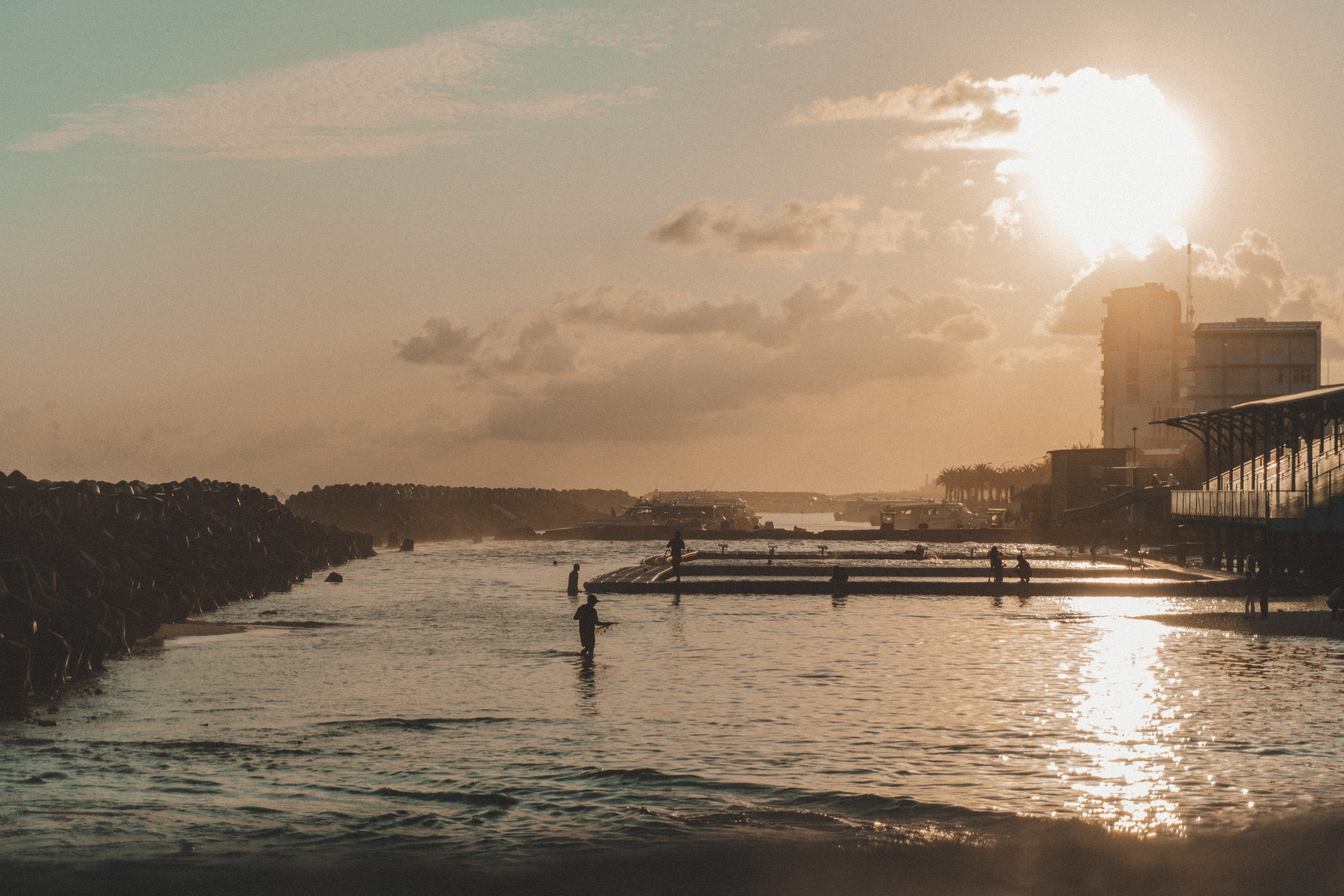 Sunset at Male’ swimming track.